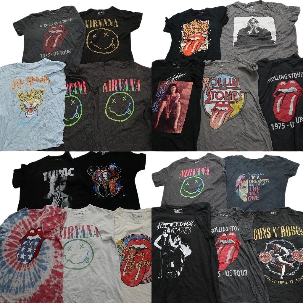 古着卸 音楽 バンド 半袖Tシャツ セット レディース ユース キッズ ニルヴァーナ デフレパード 古着 NB 3572