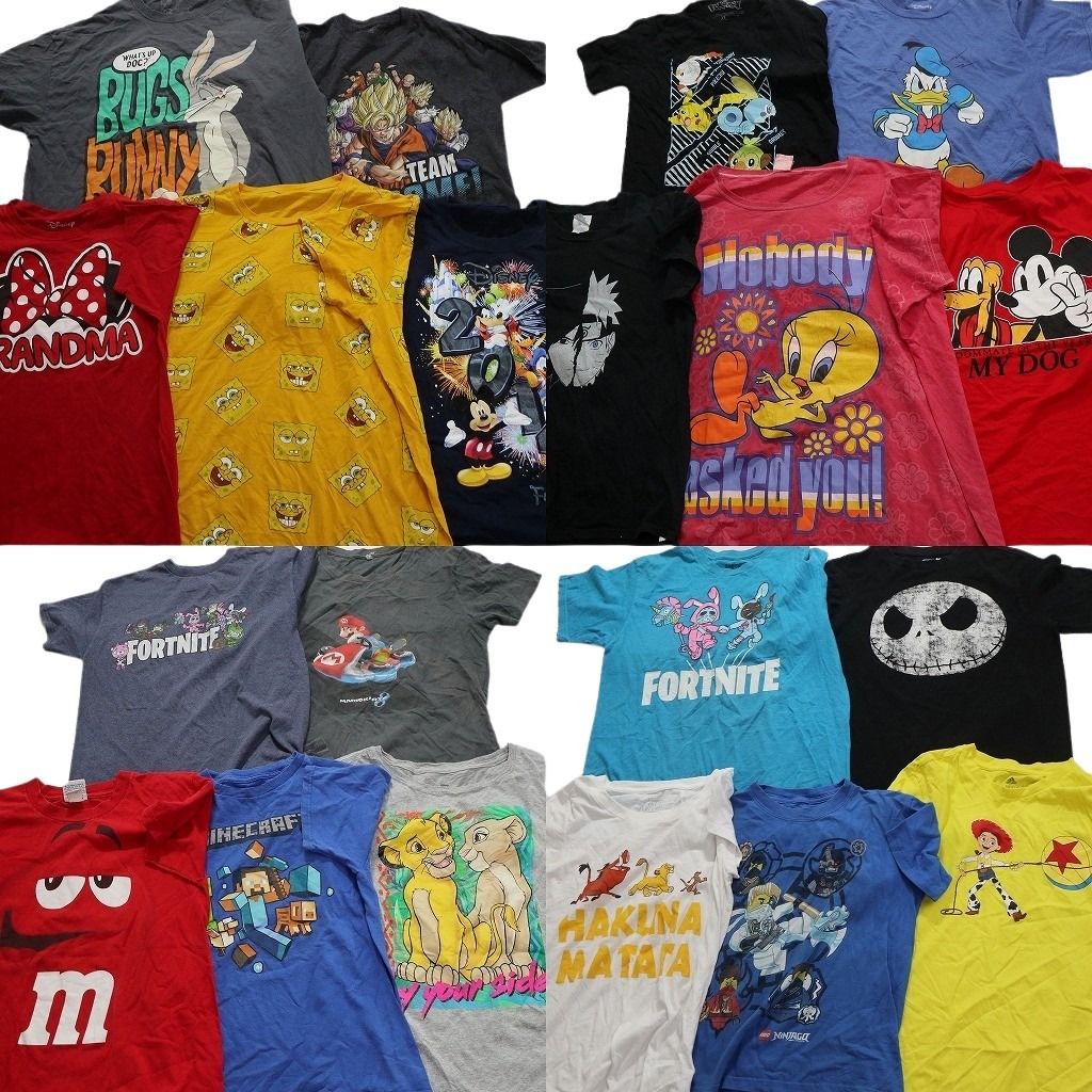 古着卸 キャラクター 半袖Tシャツ セット レディース キッズ マインクラフト ピカチュウ ミッキー 古着 NB 3566