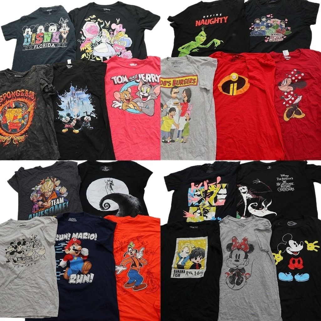 古着卸 キャラクター 半袖Tシャツ セット レディース キッズ ドラゴンボール ミッキー マリオ 古着 NB 3565