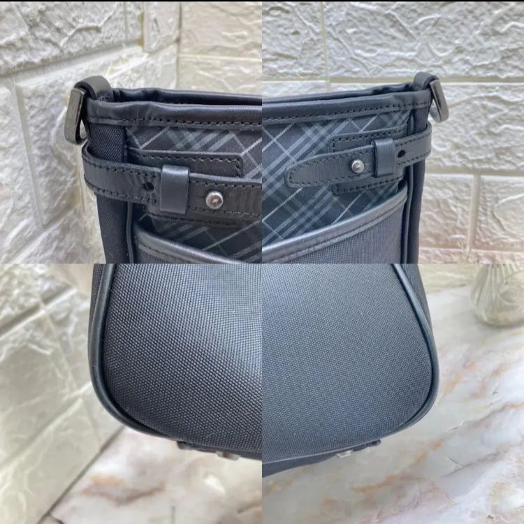 BURBERRY バーバリーブラックレーベル ナイロン×レザー チェック柄