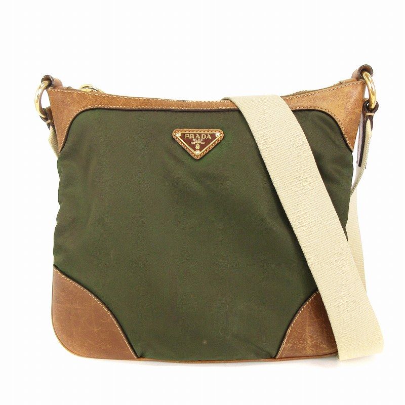 プラダ PRADA ショルダーバッグ 斜めがけ ナイロン レザー 三角