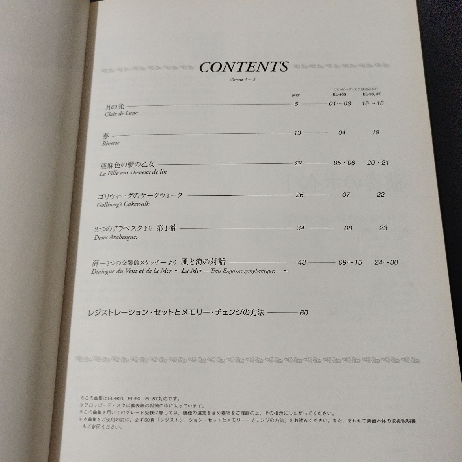 エレクトーン FD付き EL-900 他 ドビュッシー （グレード5-3） 楽譜 棚