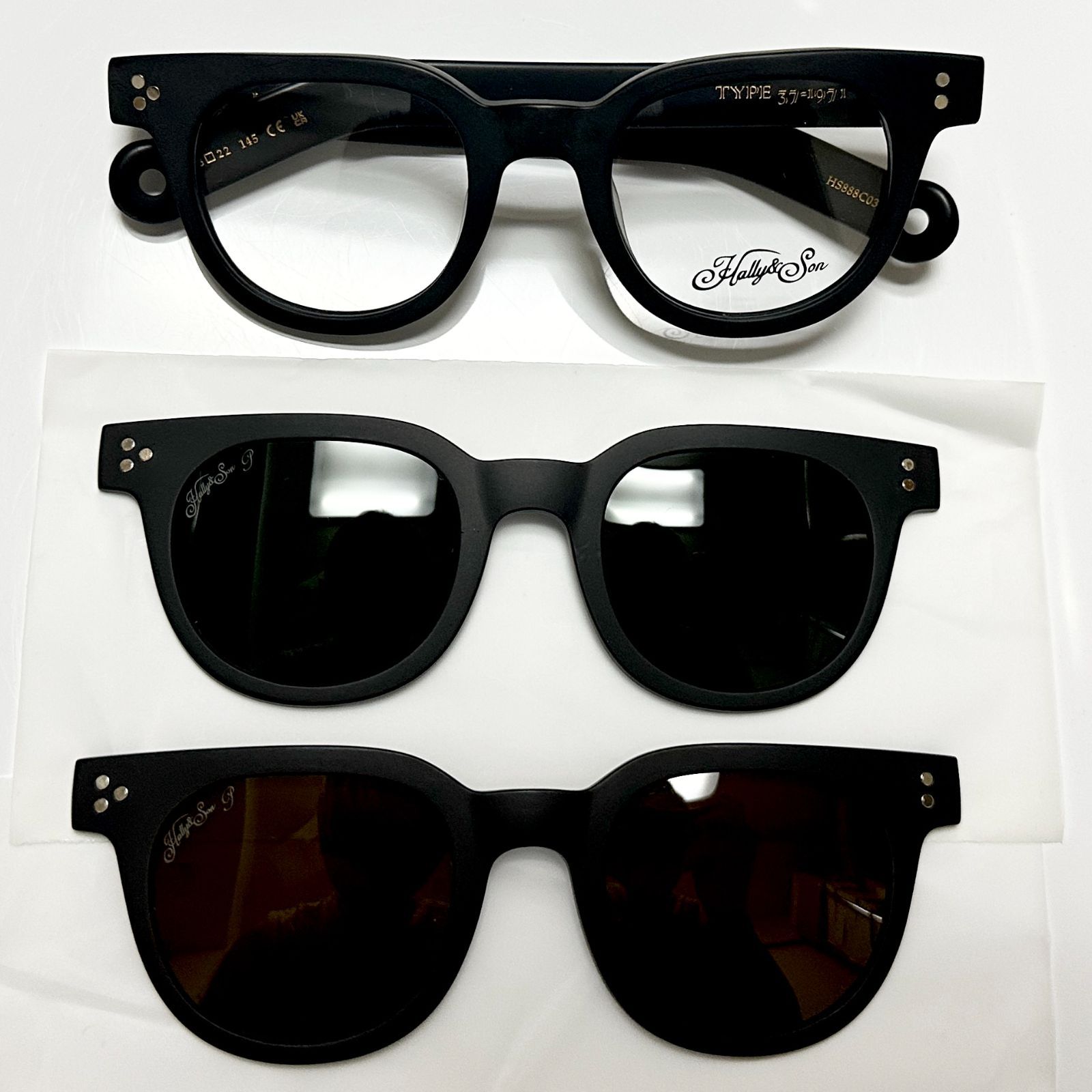 処分価格 イタリア社 クリップオン付き メガネ Hally Son HS 888 ケース他付属付 サングラス