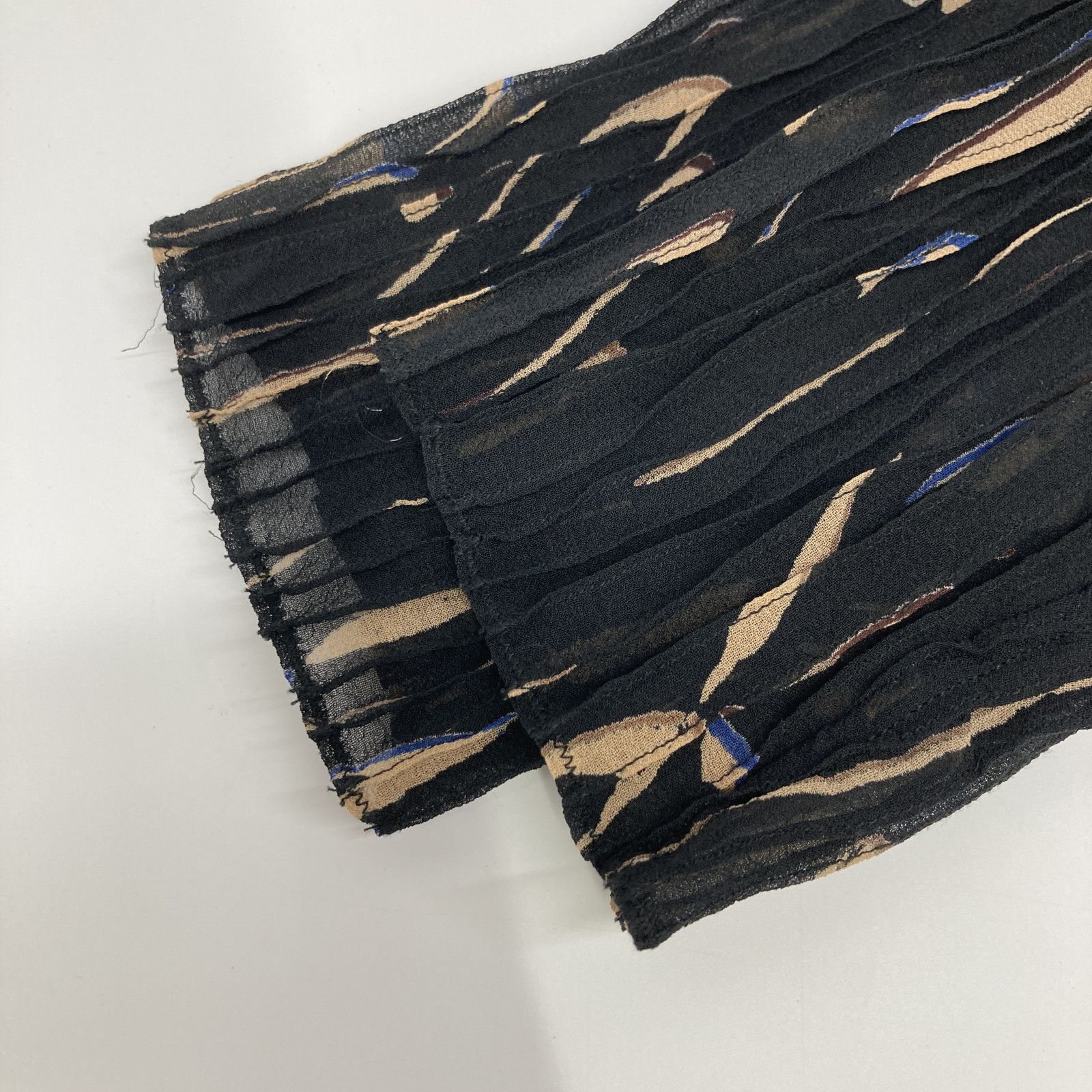 ヨーガンレール　黒　長袖ブラウス　ラップスタイル JURGEN LEHL ヨーガンレール ﾌﾞﾗｯｸ ﾊｲﾈｯｸ 総柄 長袖ﾌﾞﾗｳｽ 表記なし