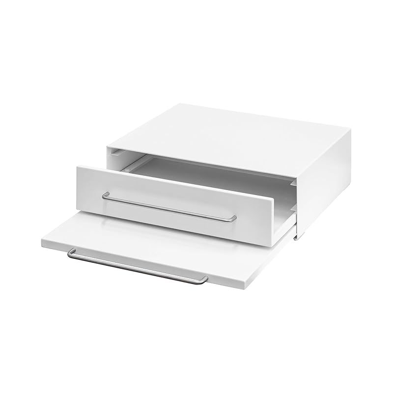 在庫 ottostyle.jp レンジ下収納 ラック スライドテーブル 引き出し スライドトレー トレイ 家電下収納 スライド棚 レンジ置き 作業台 省スペース キッチン 電子レンジ トースター スチール 幅45 cm ホワイト