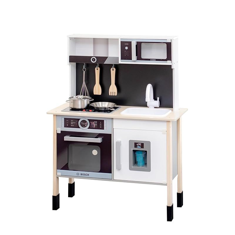 在庫 RiZKiZ BOSCH おままごと キッチン おもちゃ ミニ 木製 製氷機付き 音が鳴る 光る 子供 子ども 3歳～ 料理 調理器具 ごっこ遊び 台所 ままごとキッチンセット 知育玩具 プレゼント コンパクト お鍋セット