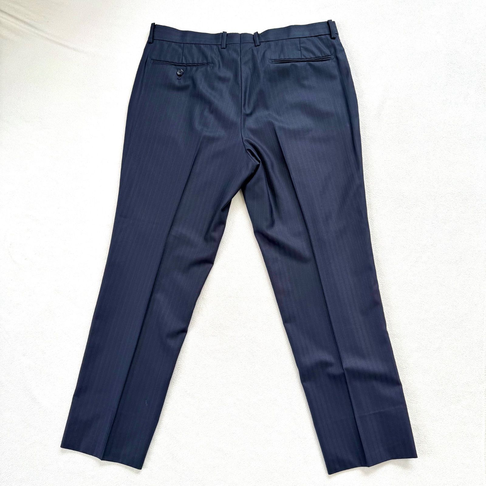 良品・AB7✨タカキュー ストライプ スーツ セットアップ ネイビー