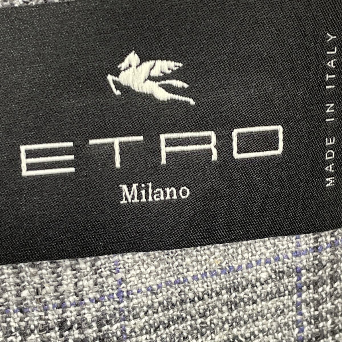 ETRO エトロ 22年製 ｸﾞﾚｰ ｼﾙｸﾘﾈﾝｳｰﾙ ｸﾞﾚﾝﾁｪｯｸ 2Bﾃｰﾗｰﾄﾞｼﾞｬｹｯﾄ 60