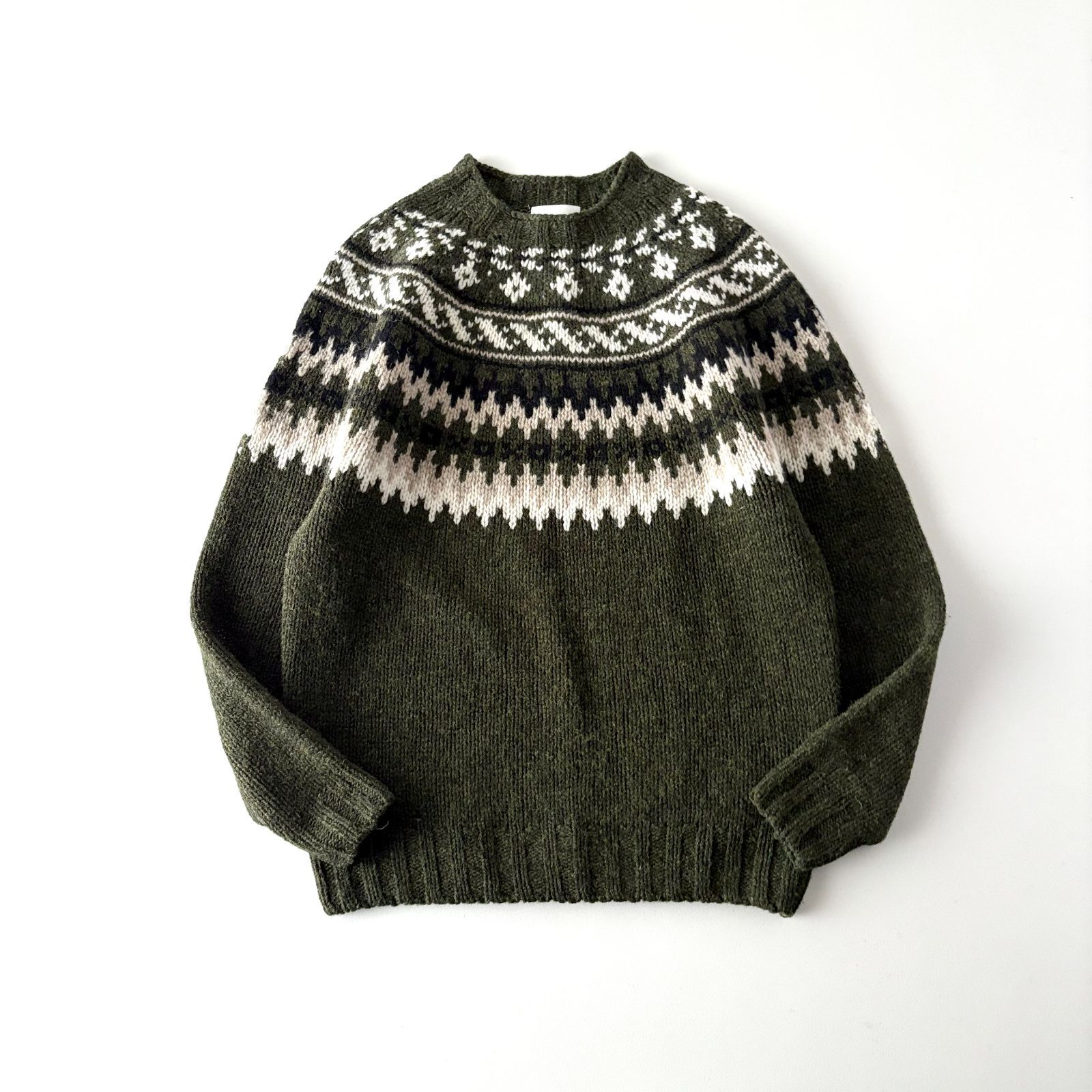 良品 モリスアンドザサンズ スコットランド製 38→L ウール 雪柄 ニット 黒 良品 モリスアンドザサンズ スコットランド製 38→L ウール 雪柄