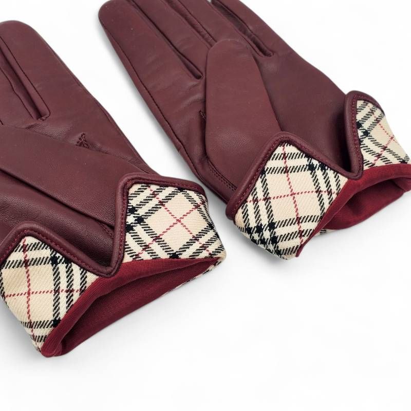 美品 BURBERRY バーバリー 手袋 グローブ ノバチェック レザー