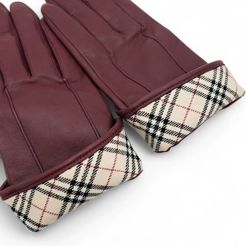 美品 BURBERRY バーバリー 手袋 グローブ ノバチェック レザー