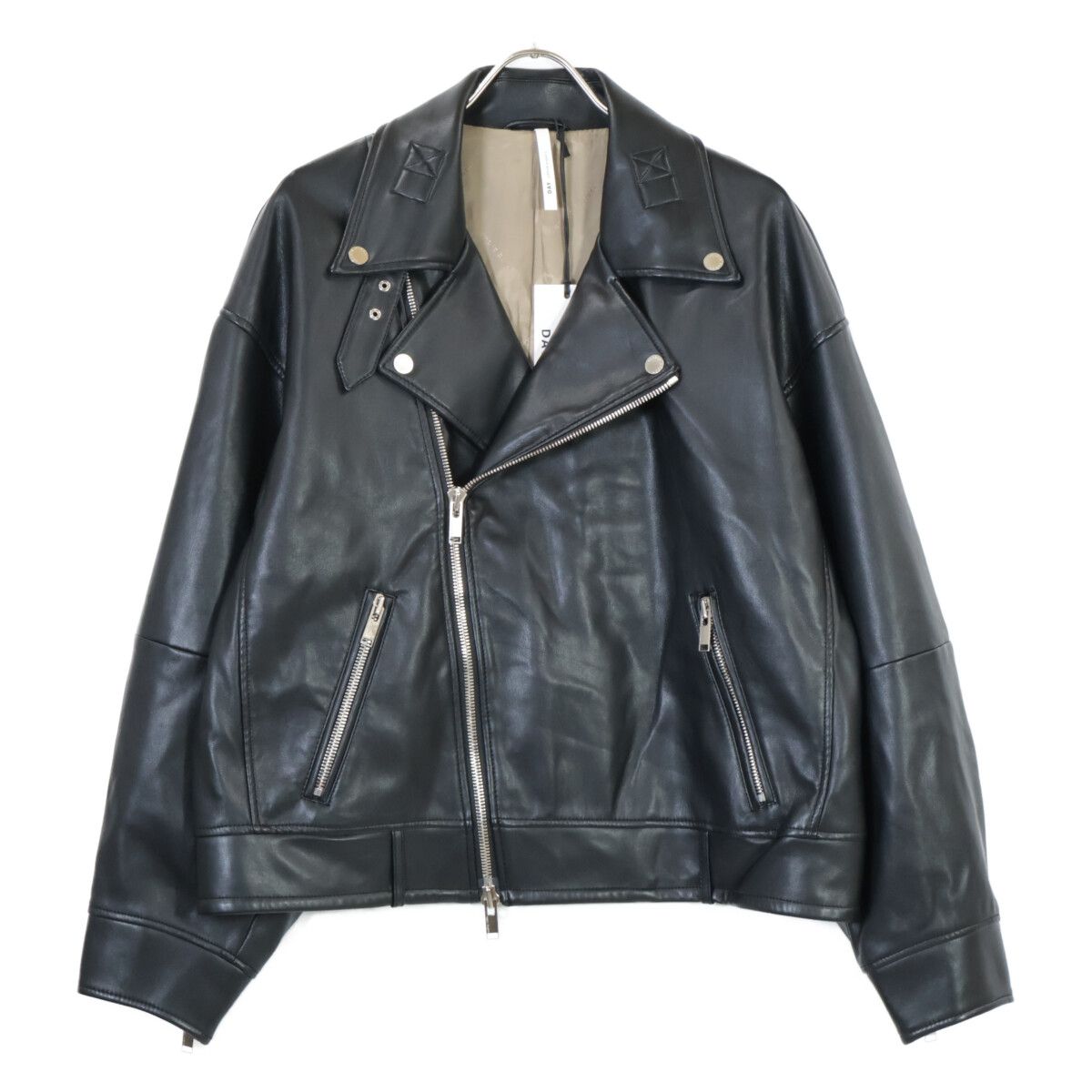 極美品✨アッパーハイツ ダブルライダースジャケット レザー 2 羊革 L相当 upper hights アッパーハイツ 870D00902BLK 24SS ﾌﾞﾗｯｸ ﾌｪｲｸﾚｻﾞｰ THE