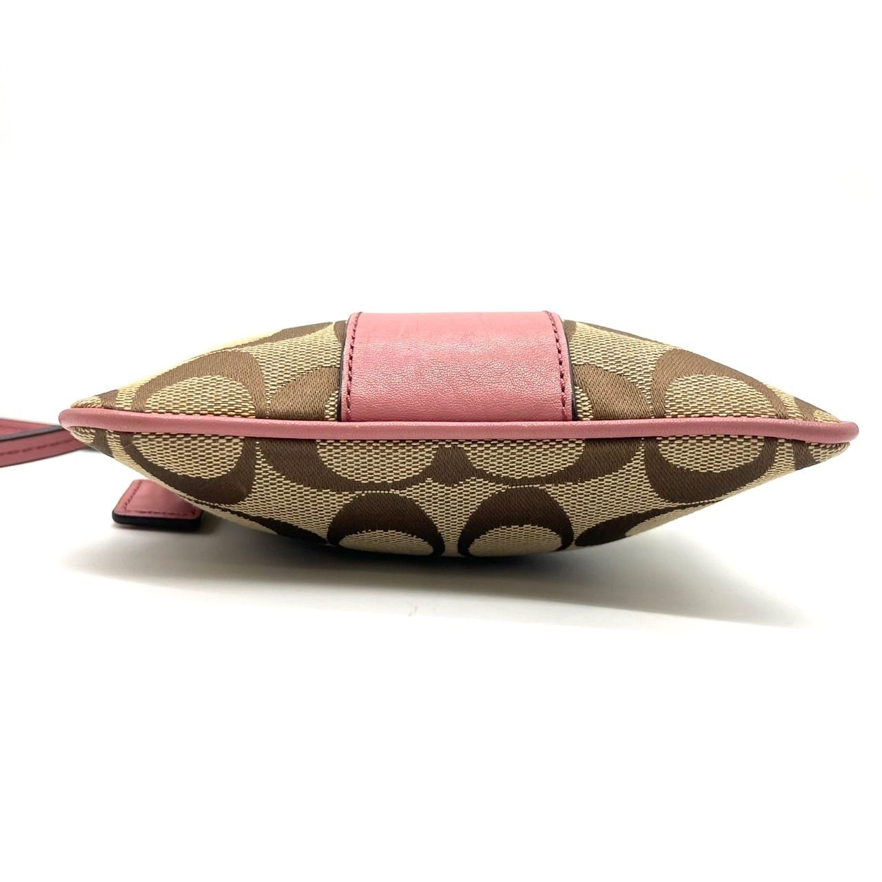 美品✨コーチ　アクセサリーポーチ ハンドバッグ キャンバス ピンク シグネチャー 極美品 COACH コーチ ハンドバッグ アクセサリーポーチ シグネチャー