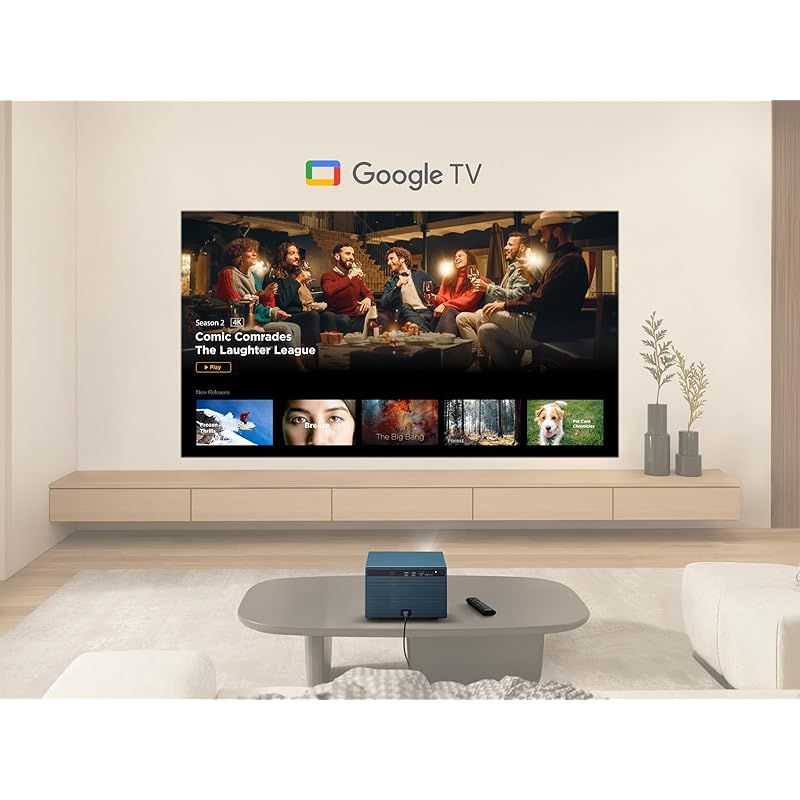 ViewSonic LX 60 HD ホームプロジェクター Google TV搭載 Netflix対応 1080 P 高輝度６３０ANSI ルーメン １４０型大画面 オートフォーカス 全自動台形補正 自動障害物回避 Wi Fi Bluetooth ホー