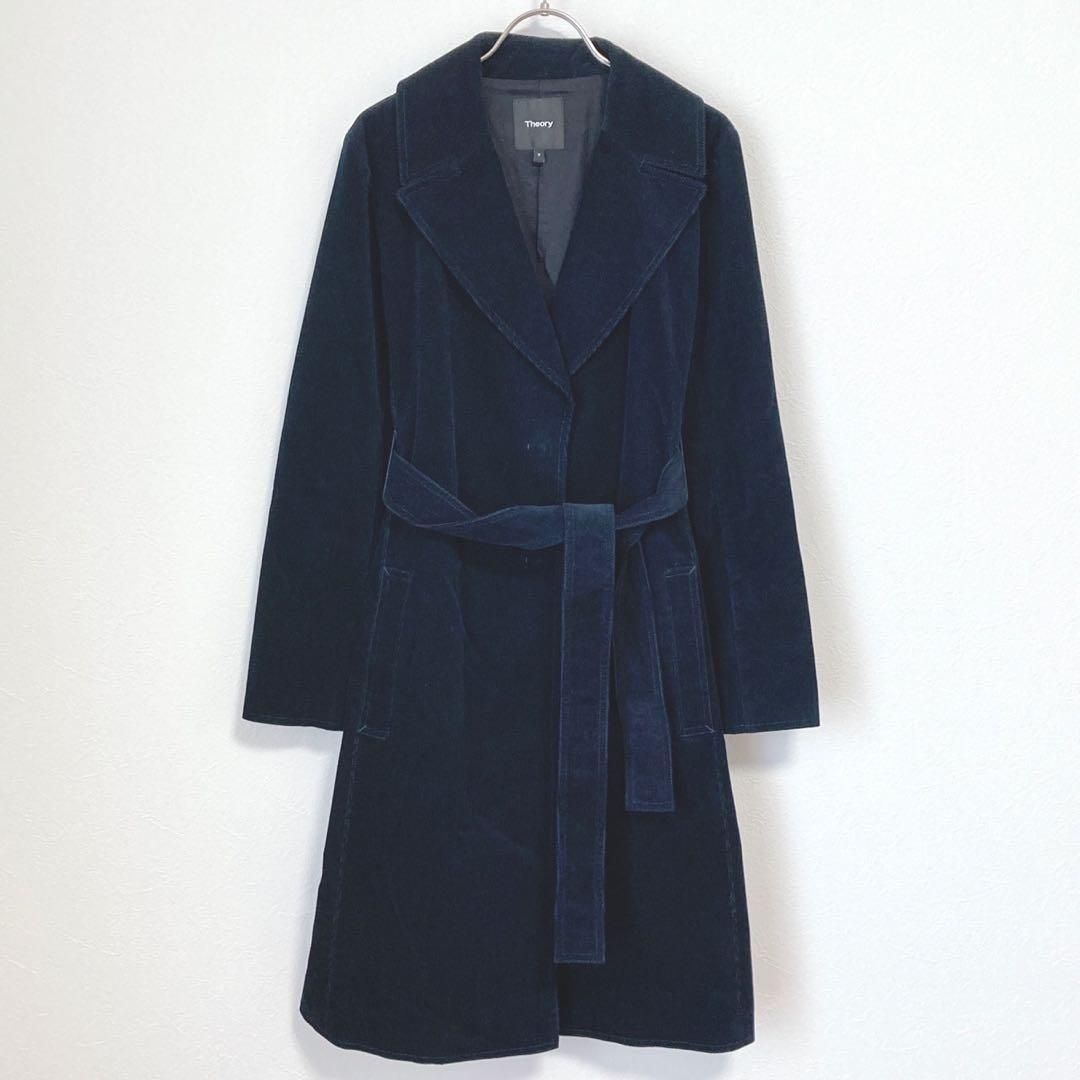 Theory 定価5.9万 コーデュロイトレンチコート ネイビー 美シルエット