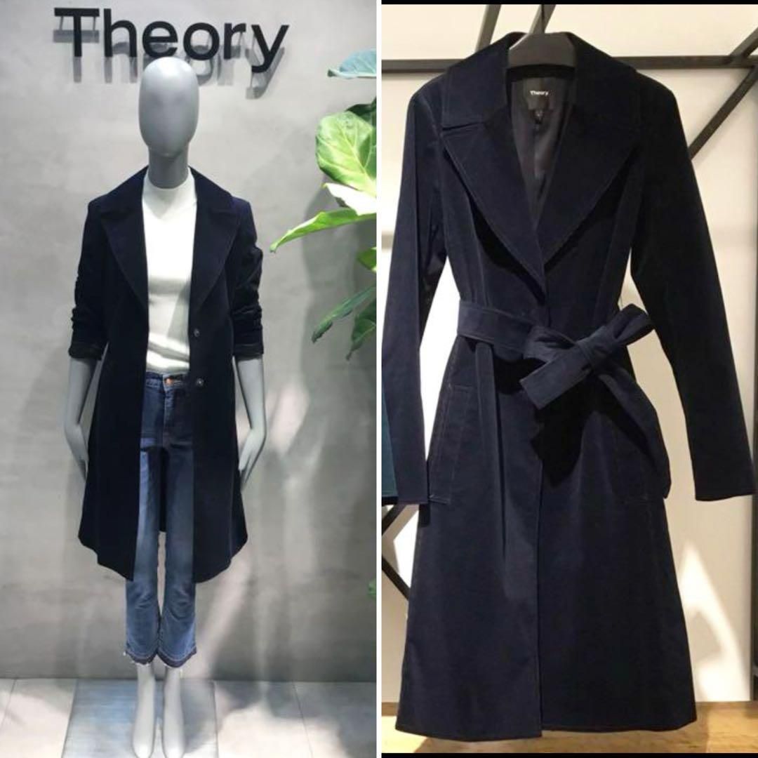 Theory 定価5.9万 コーデュロイトレンチコート ネイビー 美シルエット