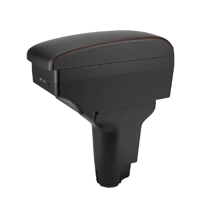 【在庫セール】SAWAKAKI フィアット 500 専用 2012～2023 アームレストボックス センターコンソール 収納ボックス 一体式 肘置き スライド アクセサリー 内装 カスタムパーツ（レッドステッチ） 0