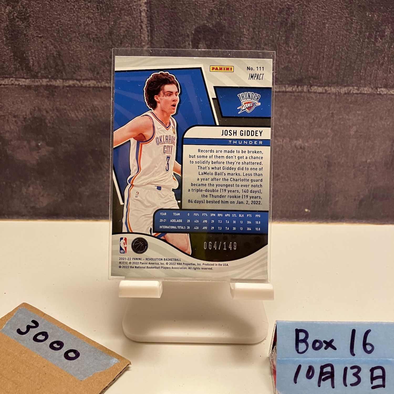 2021 Panini Revolution Josh Giddey 064/149 Oklahoma City Thunder