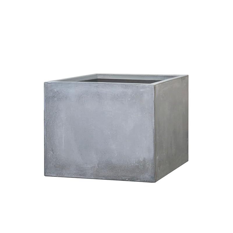 在庫 ottostyle.jp 植木鉢 プランター 大型 軽量で強度のあるグラスファイバー素材 鉢カバー コンクリート調 底穴あり 観葉植物 ガーデニング 園芸 家庭菜園 リビング 玄関 バルコニー 屋外 室内 50 cm×50 cm×40 cm グレ