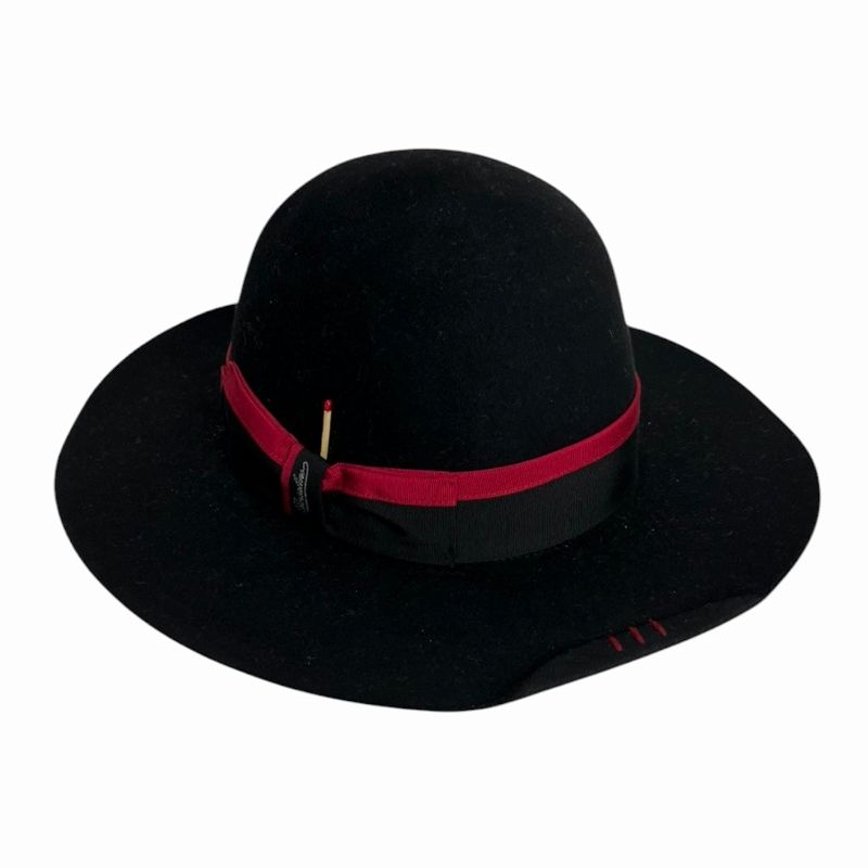 ボルサリーノ Borsalino × Nick Fouquet ニックフーケ コラボ ラビットファー フェルトハット リボン マッチ 黒 59