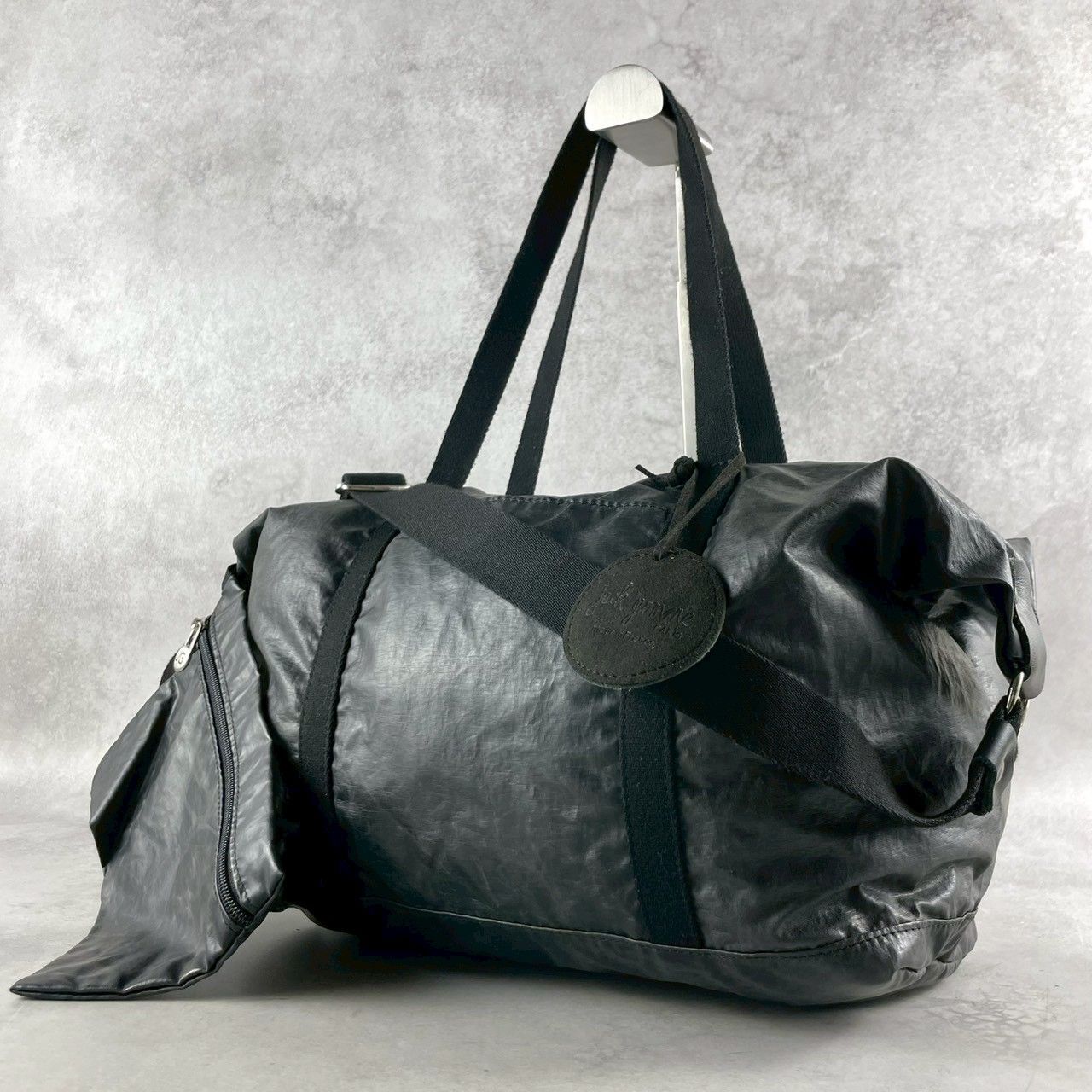 jack gomme ジャックゴム ボストンバッグ 2 way ショルダーバッグ レザー ブラック 黒 ハンドバッグ 肩掛け クロスショルダー 斜め掛け ポーチ チャーム フランス製