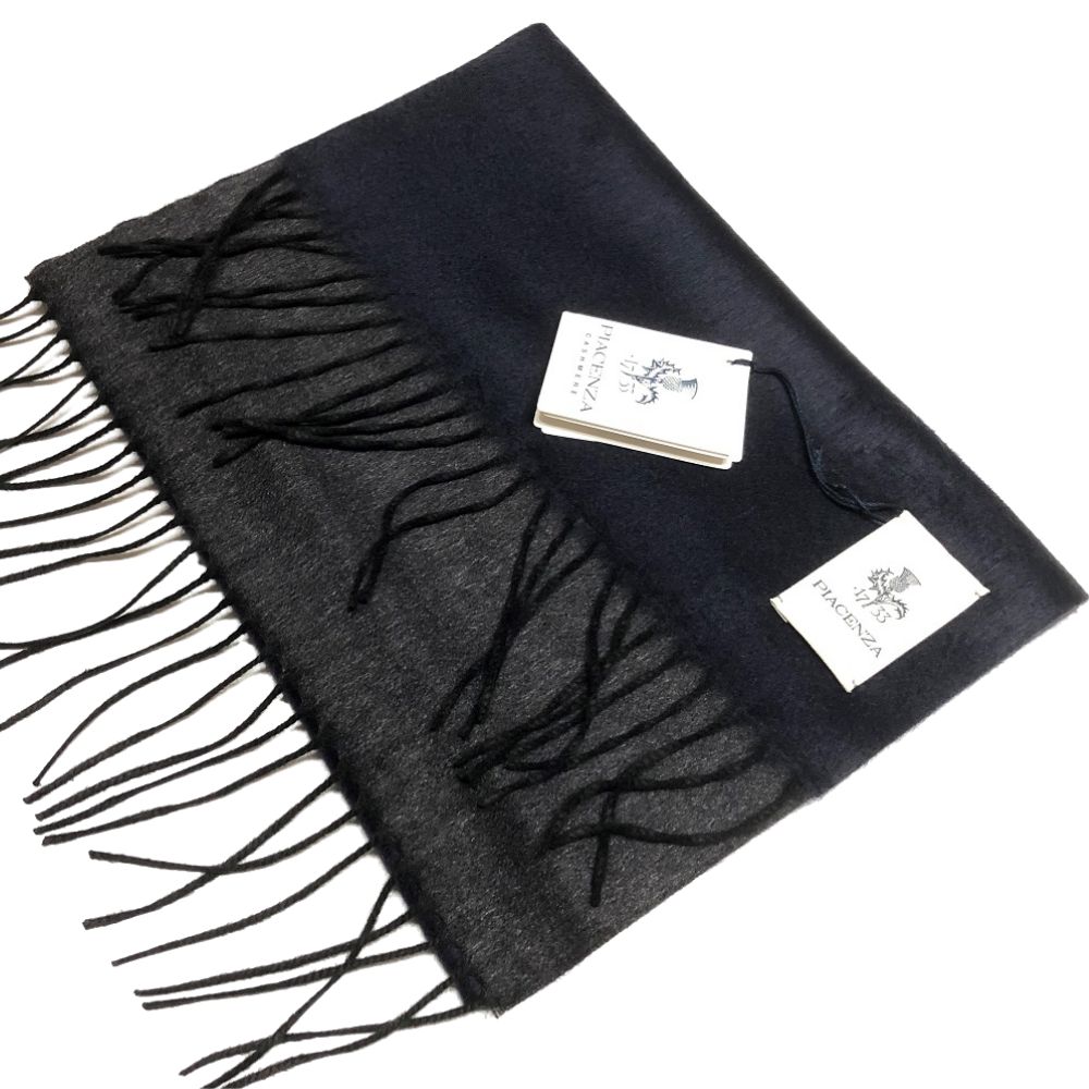 PIACENZA ( ピアチェンツァ ) マフラー ネイビー×ダークグレー ダブル