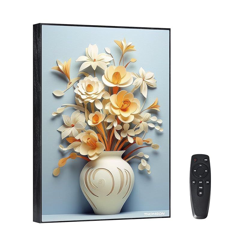 THOMSON 壁掛けスピーカー 4 10 W出力スピーカーアートキャンバス Bluetooth 5 3 6000 mAh バッテリ付き ツイーター 2 ウーファー 壁飾り TWS機能あり 部屋飾りリモコン便利操作 インテリア絵画 油絵 QY BG 002
