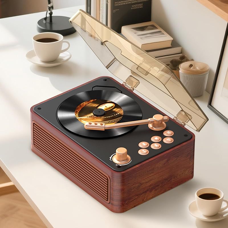 Gueray CDプレーヤー レトロ Bluetooth受信＆送信 HiFIスピーカー内蔵