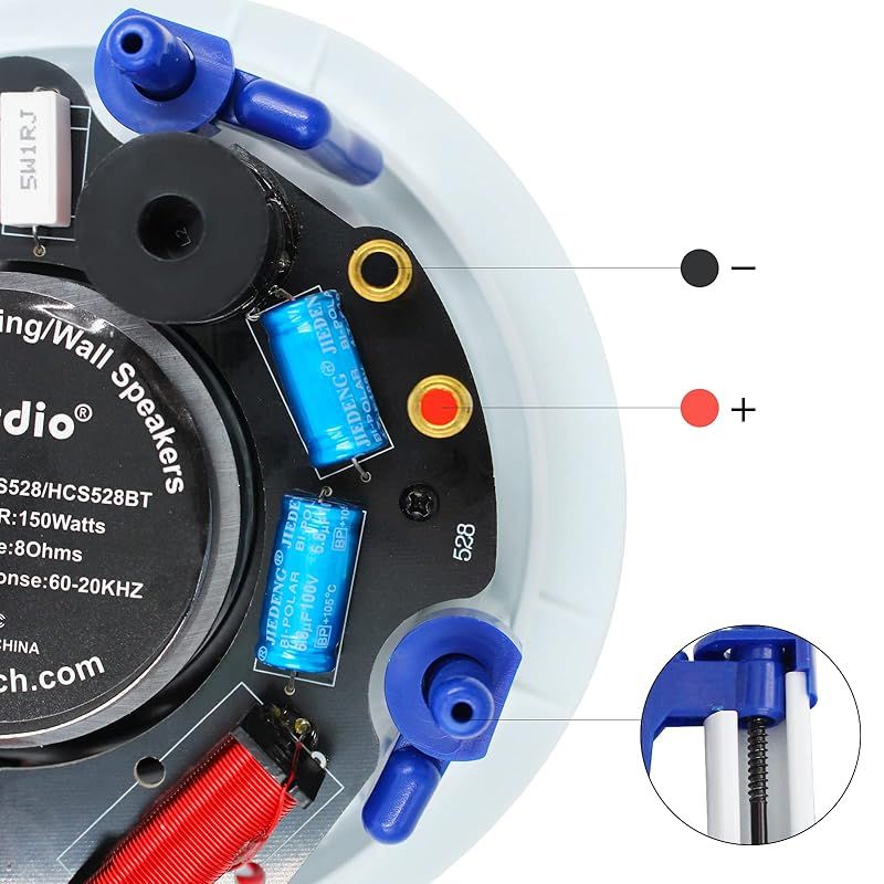 Herdio 300 W Bluetooth 天井埋め込み型スピーカー 2ウェイ ラウンド型 1本 ホワイト 18 5 cm 8Ω 天井スピーカー