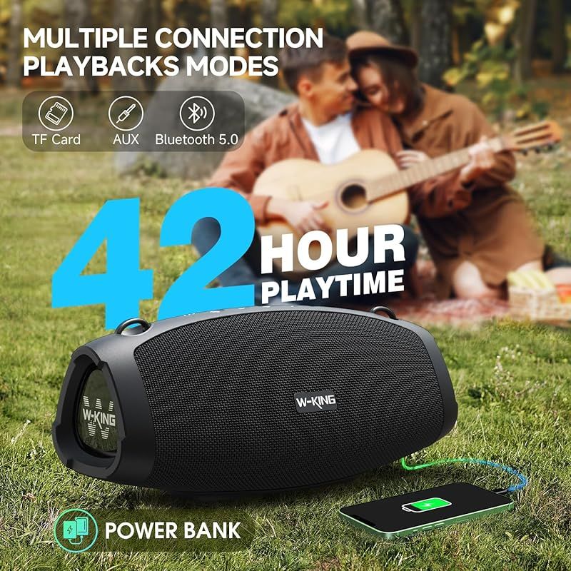 120W MAX 70W RMS スピーカー bluetooth 重低音、IPX6防水防塵