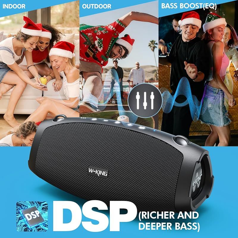 120W MAX 70W RMS スピーカー bluetooth 重低音、IPX6防水防塵