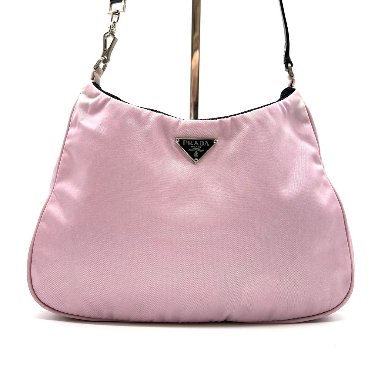 希少　PRADA プラダ テスート 三角ロゴ ハンド バッグ ピンク　ホーボー ✨良品✨ PRADA プラダ ハンドバッグ トートバッグ ショルダーバッグ