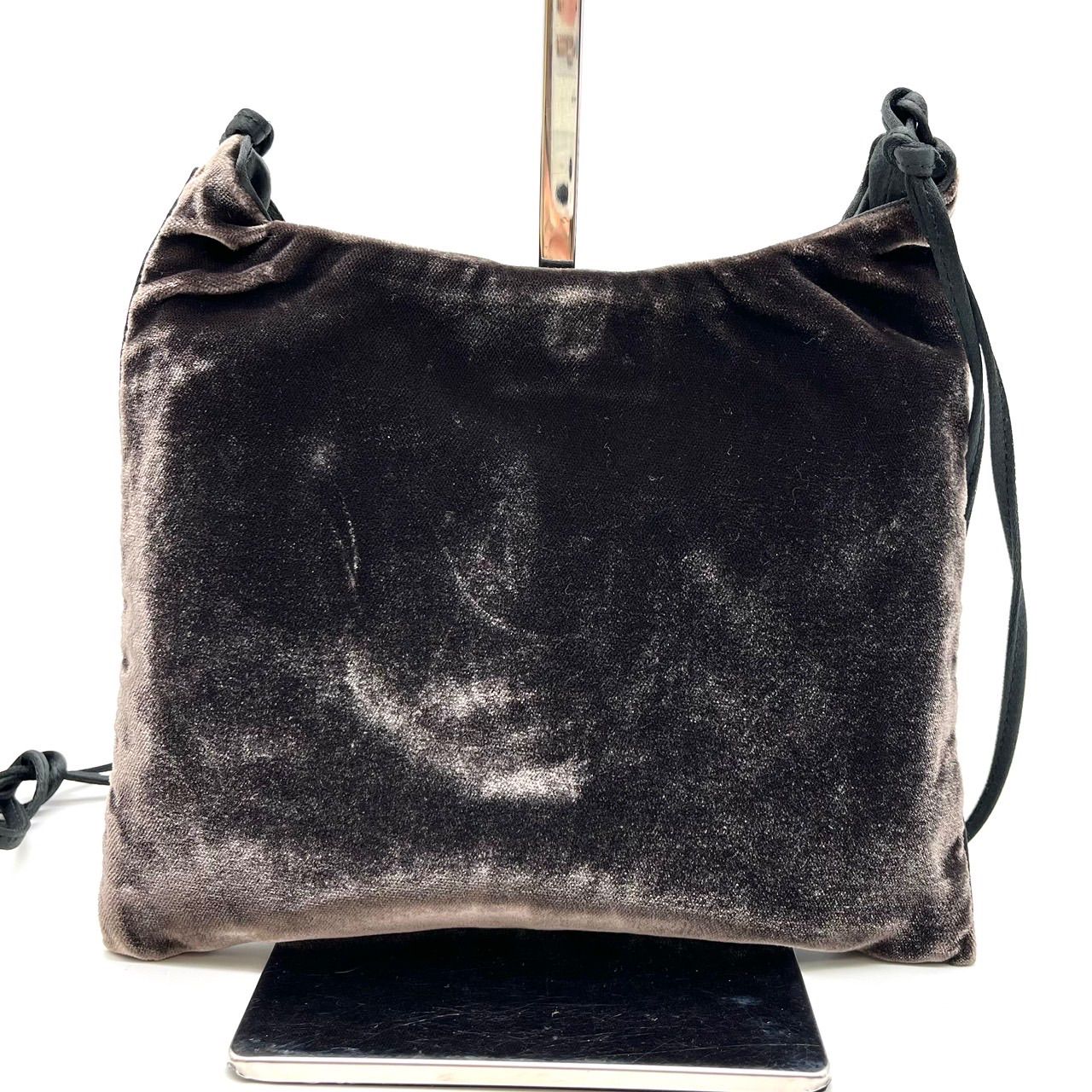 PRADA FW1998 Velvet Shoulder Bag Black Authentic Ladies