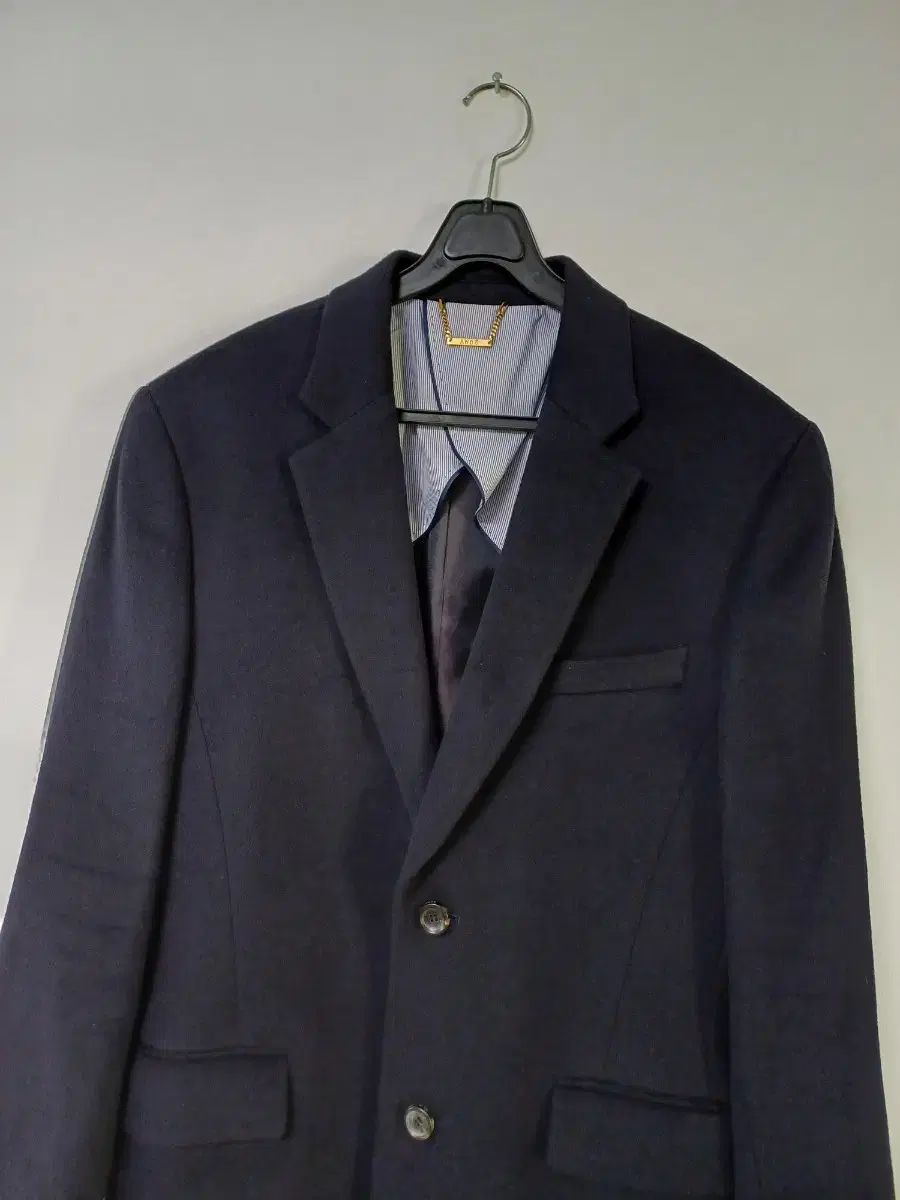 メンズ アンドイズ ウール カシミア ハーフコート ネイビー スリム100