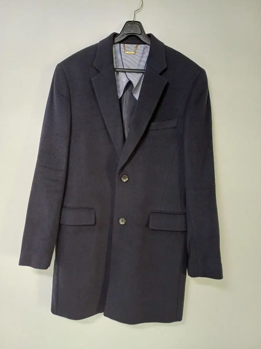 メンズ アンドイズ ウール カシミア ハーフコート ネイビー スリム100