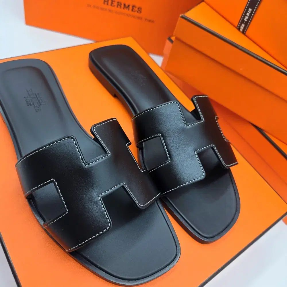 エルメス オラン サンダル ブラック レディース スリッパ EU 38