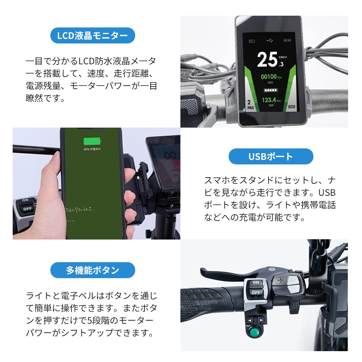  公道走行可 フル電動自転車 原付一種 500 W 折りたたみ 48 V着脱式バッテリー 3 Wayモード 7段変速 最高速度40 km h 20インチタイヤ 電動アシスト ブルー 限定デザイン スポーツタイプ 電動アシスト自転車