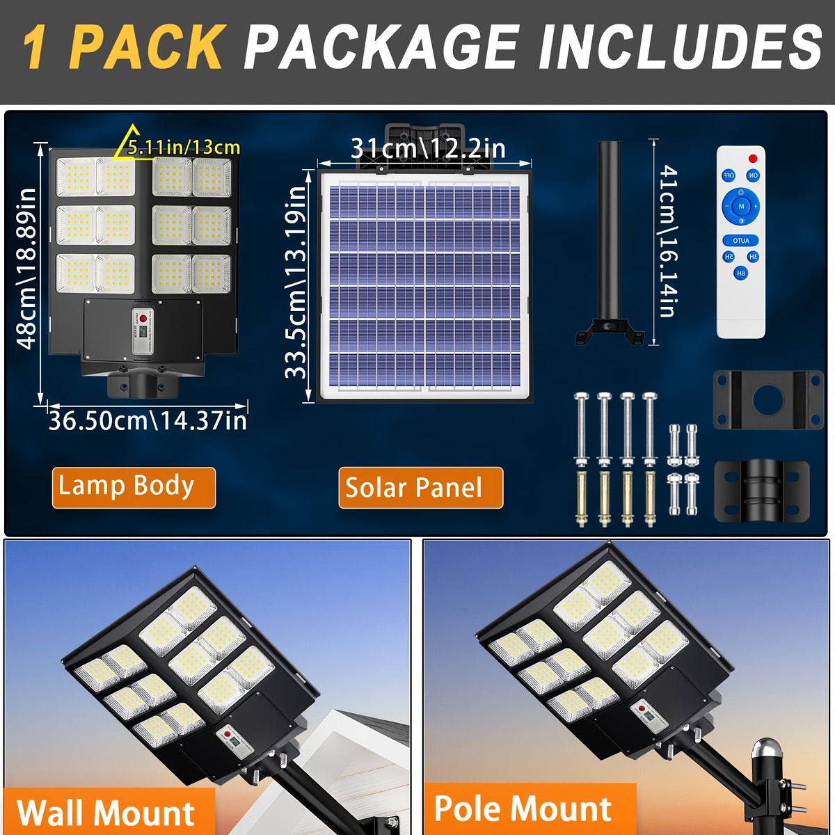 ソーラー充電 IP 68防水 LEDソーラーストリートライト 屋外照明 自動点灯 消灯 モーションセンサー搭載 高輝度 パーキング 庭 カーポートに最適