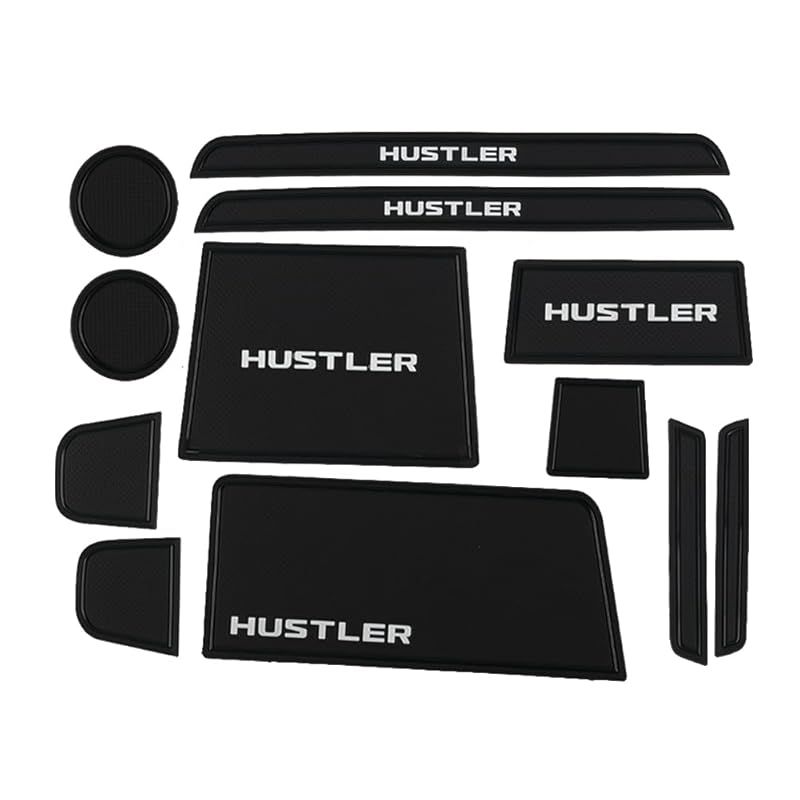 【在庫セール】SAWAKAKI スズキ ハスラー MR52S MR92S 専用 インテリアラバーマット ドアポケットマット ラバーマット ロゴ入り 滑り止め 騒音防止 ドレスアップ 内装パーツ 18枚入り（ブラック）