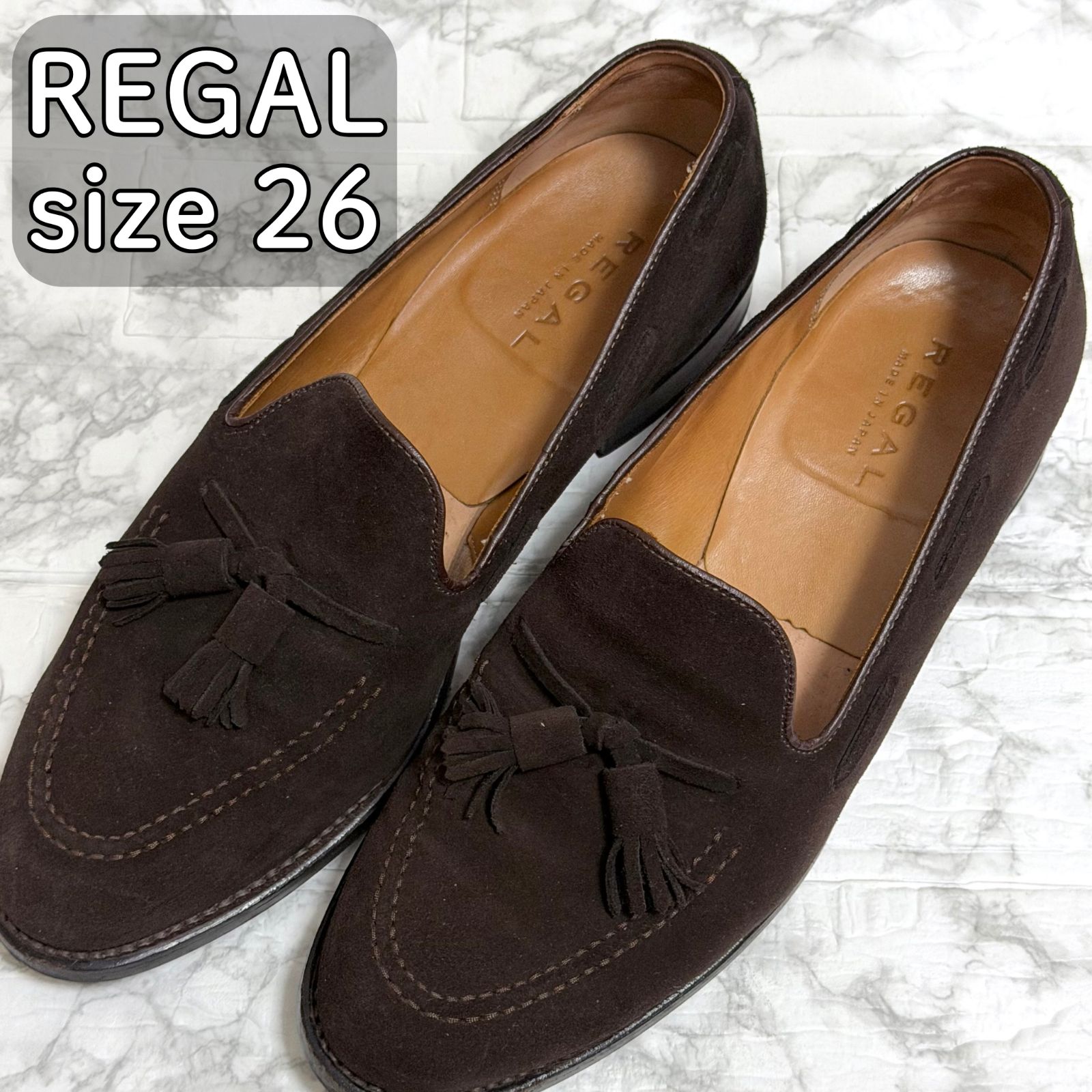 REGAL タッセルローファー ブラウン 26 リーガル 茶色 スエード