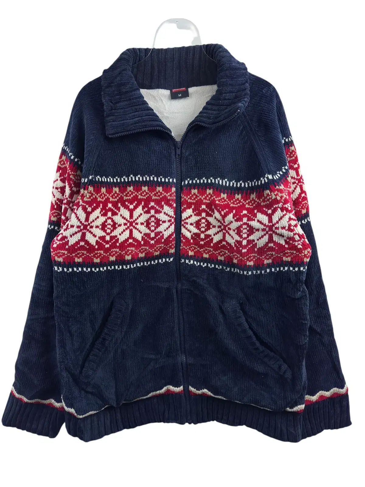 JPN コーデュロイ 雪の結晶 ジップアップニット 1559