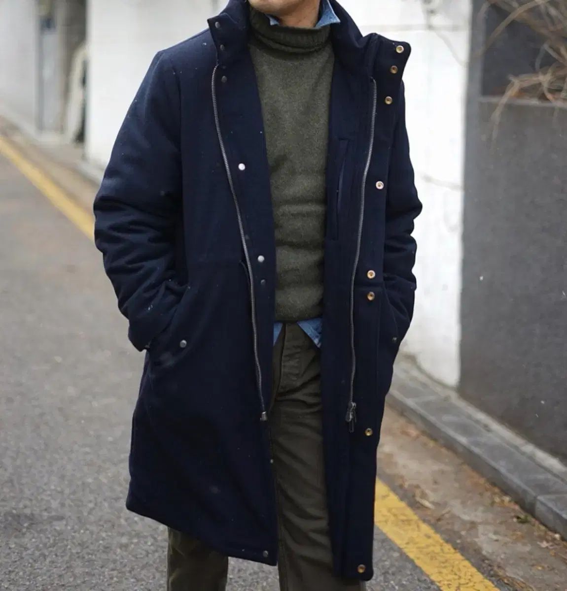 ラマ ル ホリデー LMH-101 ダークネイビー ウール ヘビー ダウン ダウンジャケット ロング丈 パーカ S