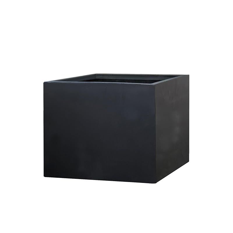在庫 ottostyle jp 植木鉢 プランター 大型 軽量で強度のあるグラスファイバー素材 鉢カバー コンクリート調 底穴あり 観葉植物 ガーデニング 園芸 家庭菜園 リビング 玄関 バルコニー 屋外 室内 50 cm 40 ブラ