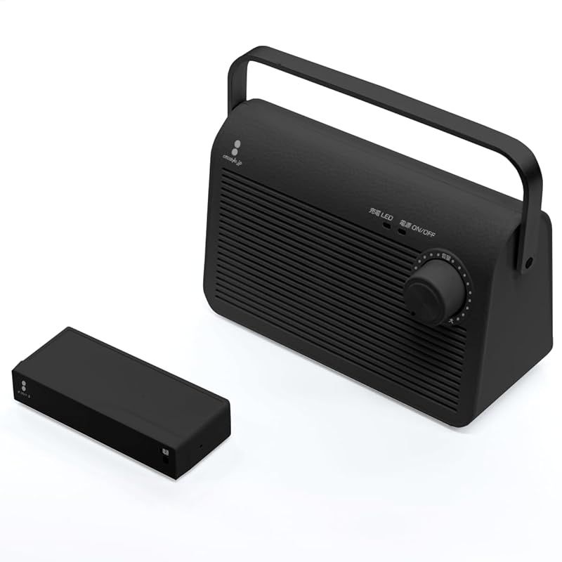 在庫 ottostyle jp テレビ用ワイヤレススピーカー ブラック 手元スピーカー 無線ワイヤレス 小型 かんたん操作 敬老の日 ダイヤル式 920 MHz帯 最大30 m 連続8時間 充電式 持ち運び 0