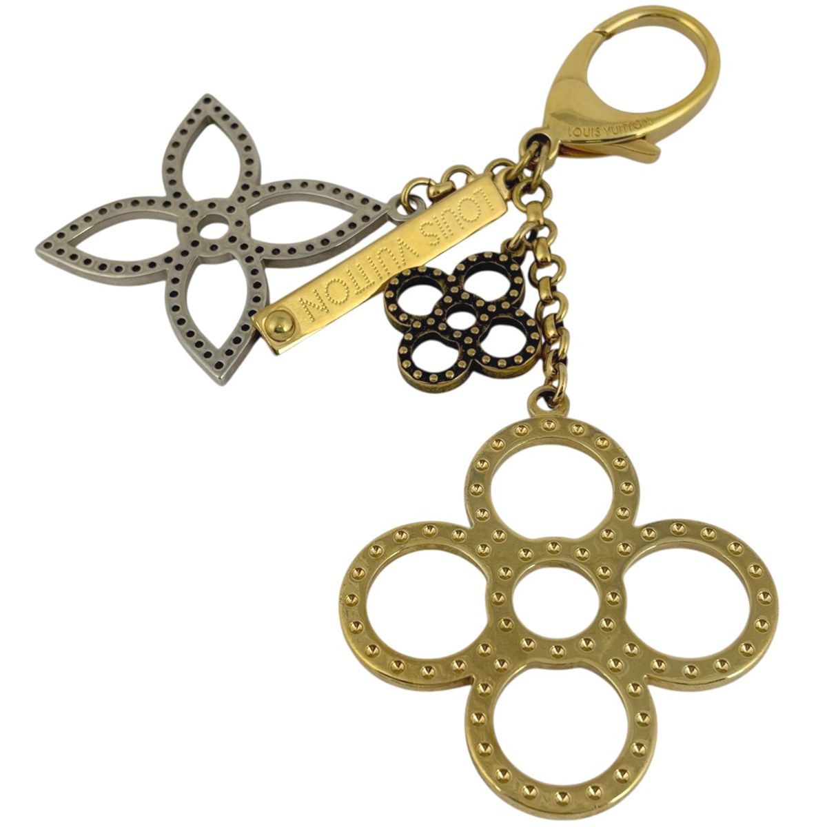 ルイ ヴィトン Louis Vuitton ビジューサック タパージュ モノグラム フラワー 花 M 66350 65090 キーホルダー GP メタル ゴールド シルバー レディース