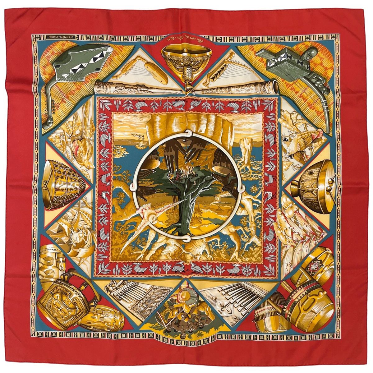 HERMESカレ90 Au son du tam tam タムタムの音に合わせて エルメス HERMES カレ 90 Au Son du Tam Tam タムタムの音に合わせて