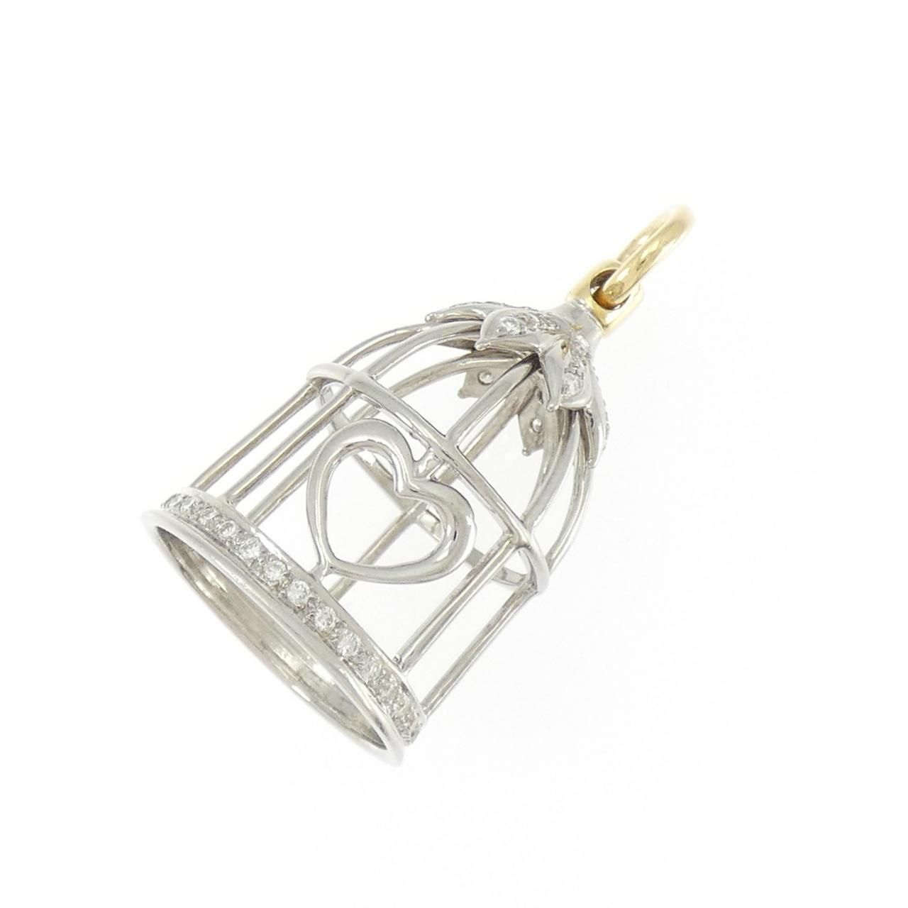 K 18 WG YG ハート ダイヤモンド ペンダント 0.415 CT