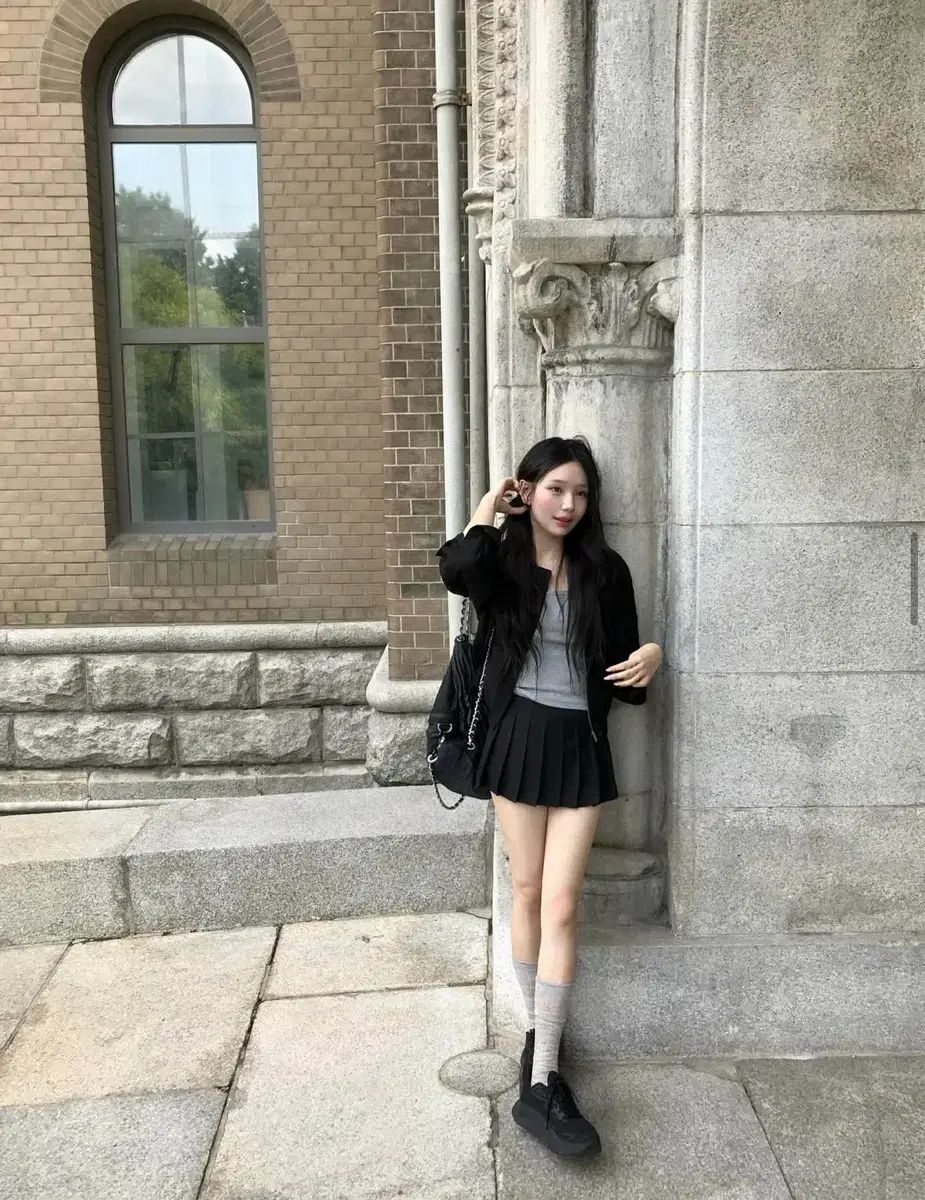 set レヤショップ ロー ブルー ジーン プリーツ スカート M