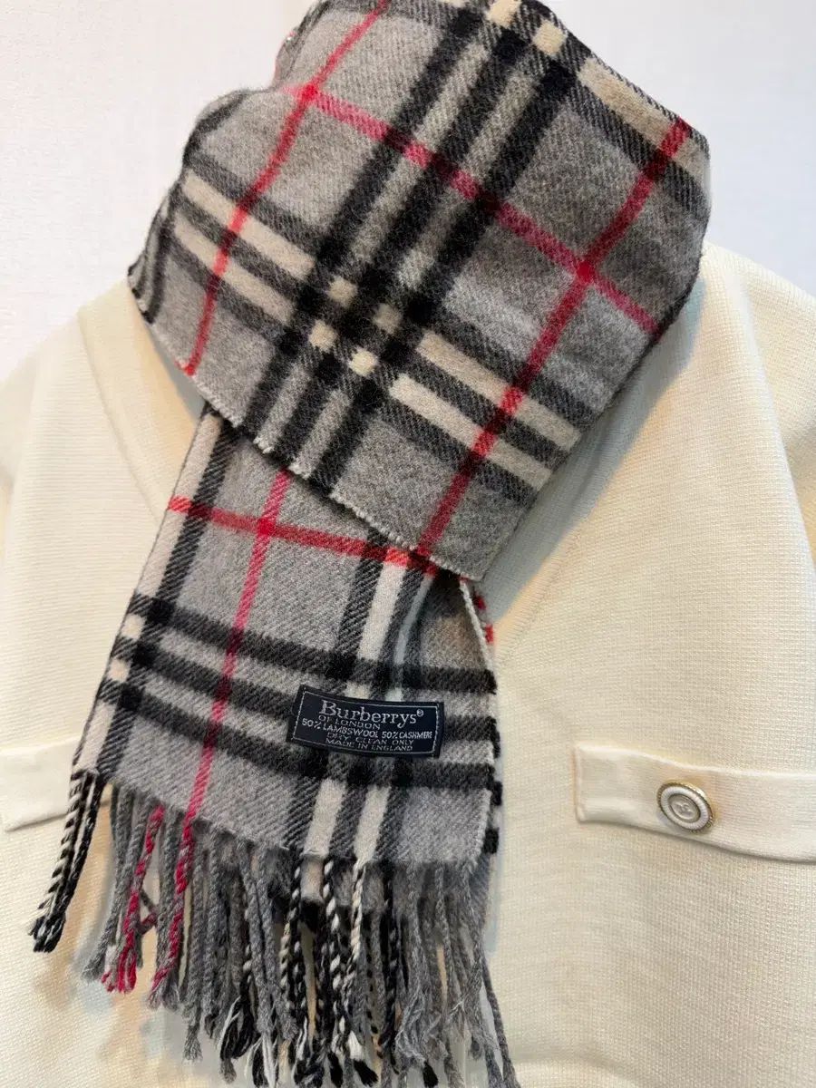 正規品 バーバリー チェック カシミア マフラー グレー チェック