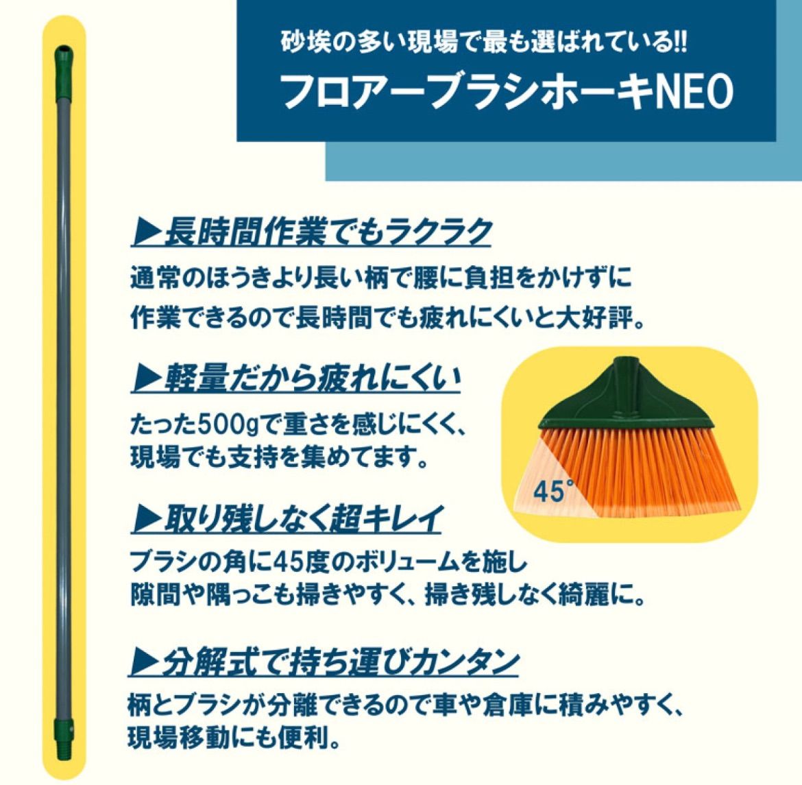 建築現場で プロ用 フロアブラシホーキNEO 10本セット